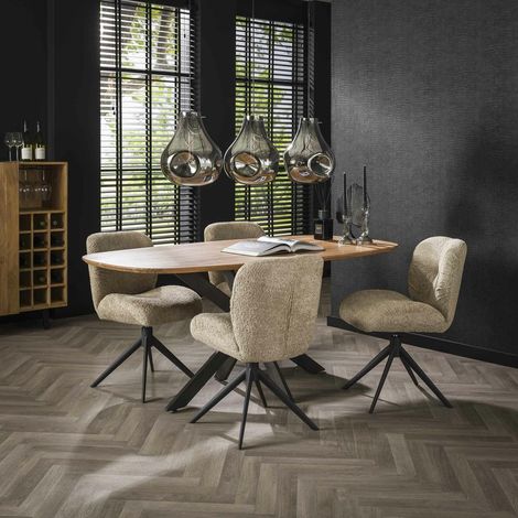 Pier Import – Table de salle à manger en bois d'acacia 180 cm – Bords arrondis – Pied en métal gris anthracite – Style vintage industriel (1/5)