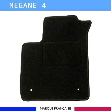 Tapis de sol voiture - Sur mesure pour Renault MEGANE 4 dès 01/2016 - Antidérapant : Clips de fixations et scratch - Tapis de sol conducteur - Moquette - Noir (1/4)