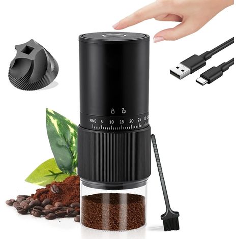 Moulin à café électrique pour grains de café, avec une mouture pratique pour l'espresso, le café filtre, à la maison, au bureau et en voyage.-AquaForge (1/5)