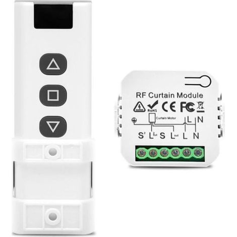 Kit Commande Volet Roulant Sans Fil - Récepteur Radio + Télécommande - Compatible Volets Roulants Stores - Montage Sur Interrupteur Ou Moteur 4 Fils - Portée 30 M Intérieur - 1 Pièce (1/4)