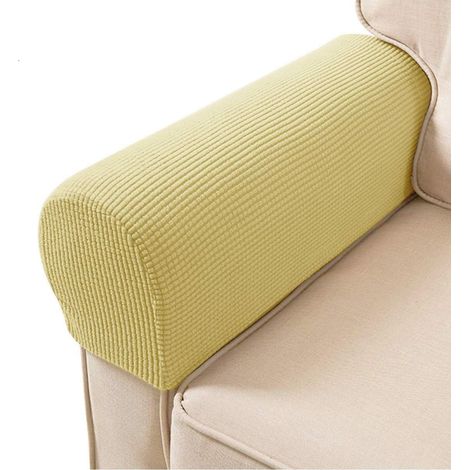Housses de fauteuil 2 pièces, housse élastique antidérapante pour accoudoirs de canapé (jaune clair) (1/5)