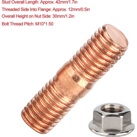 Kit de goujons turbo haute résistance M10x1.50 avec écrous à collerette, compatible T3 T4 T6 (1/5)