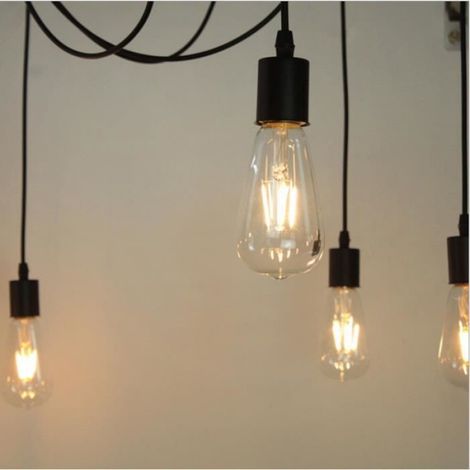Suspensions Lustres 3 tête Araignee Rétro Plafond Lampe Lumière éclairage Plafonniers Luminaire Bricolage Noir (1/3)