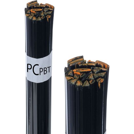 Rosfix Fil à Souder Plastique PC Set PBT Noir 50 g – Fil 42 cm mix 8 mm/3,5 mm  320-360 °C  Pare-chocs