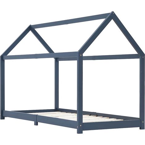 Lit enfant pour 1 personnes, Structure de lit, Assemblage Facile, Gris  Bois de pin massif 90 x 200 cm OIB1576E (1/5)