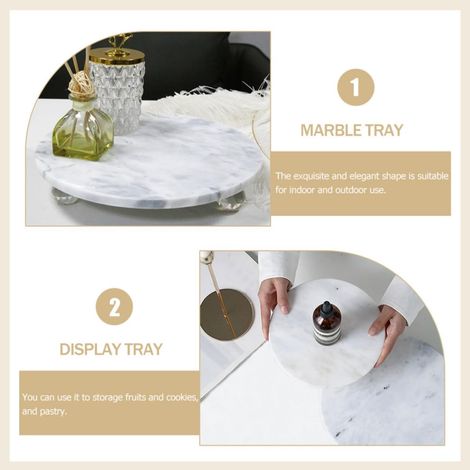 Plateau Décoratif pour Rangement Bijoux en Marbre Multifonction Rond et Décoration de Bureau, Adapté Maison et Restaurant (1/5)