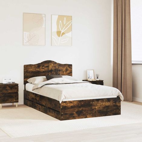 vidaXL Struttura del letto Quercia Affumicata 120 x 190 cm