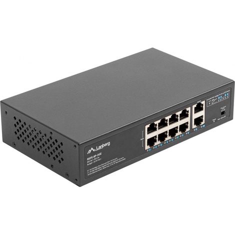 HUB Switch puertos 8 puertos RJ-45 Ethernet LANBERG RSFE-8P-2GE-1