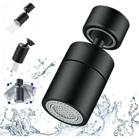 [NIEMALS VERWENDET] Wasserhahnbelüfter, 360-Grad-Drehgelenk – 2 Modi, verstellbarer Küchenarmatur-Filtersprudler für Küche und Badezimmer, mit Adapter 24 mm Außengewinde – 22 mm Innengewinde (schwarze