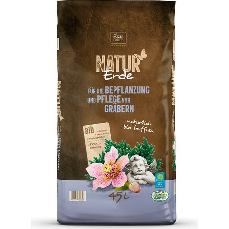 PATZER NATUR Erde BIO für die Beflanzung & Pflege von Gräbern torffrei - 45 Liter