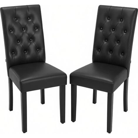 Lot de 2 chaises de salle à manger en cuir régénéré avec dossier haut, assise ergonomique et pieds en bois, confortables pour cuisine, bureau ou salon  CHICFURN (1/5)