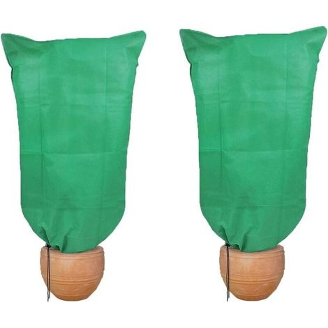 Lntyq 2 pièces 0.8x1m Vert Housse D'hivernage avec Cordon Housses pour Plante Sac Protection pour Plantes de Serrage et Rondelle de Noix de Coco pour Arbre Palmiers Jardin Balcon Tente 70 g/m²