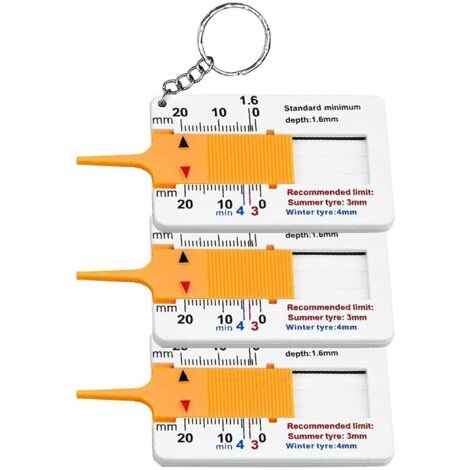 Fonepro Lot de 3 jauges de profondeur de sculpture de pneu avec vernier, jauge de profondeur de sculpture de pneu, jauge de profondeur de sculpture de pneu de moto, 20 mm (1/5)