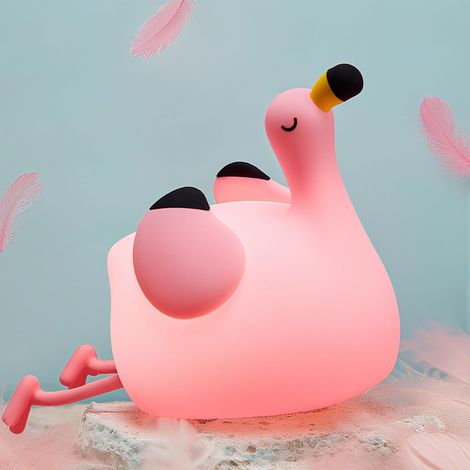 Veilleuse Enfants Flamant Rose en Silicone - Lampe Bébé Rechargeable Tactile, Dimmable avec Minuterie - Décoration Chambre Idéale Cadeau
