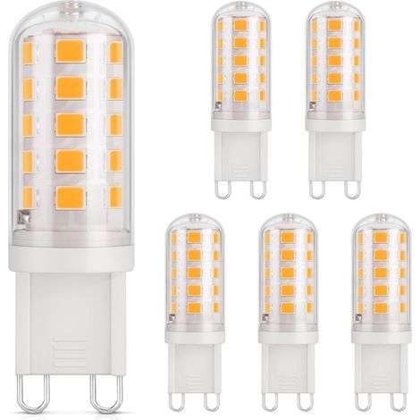 6 Pièces ,Ampoule LED G9 3.5W, Blanc chaud 2700K,120lm, CRI 80, Non-dimmable, 220V-240V, Économie d'énergie, Base en céramique, Culot G9 Standard (1/5)