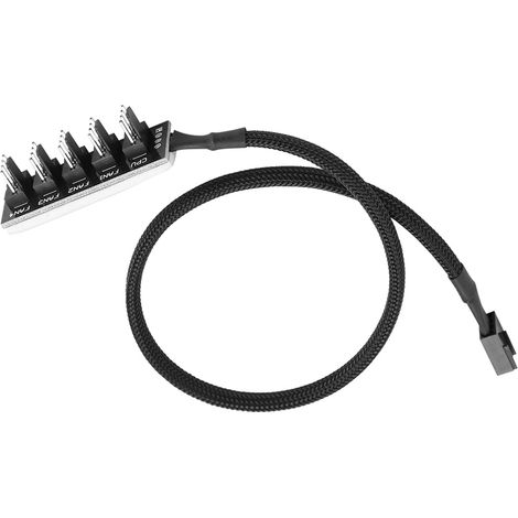 Adaptateur répartiteur pour ventilateur de refroidissement CPU 5 ports PC 4 broches PWM, câble tressé, 1 femelle vers 5 mâles (1/5)
