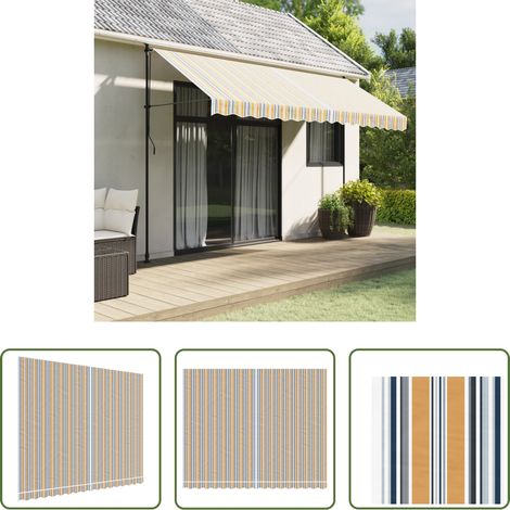 Remplacement de toiture -  Tissu de remplacement pour auvent rayures multicolores 4x3 m (1/5)