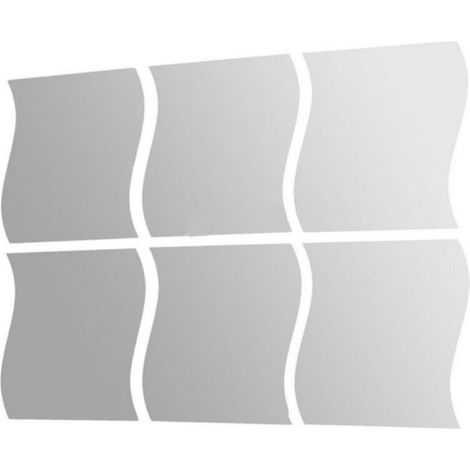 6 pièces d'autocollants muraux tridimensionnels de miroir de combinaison de vague, autocollants muraux de chambre d'enfants, autocollants muraux de miroir, nouveaux autocollants muraux (1/5)