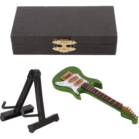 Guitare électrique miniature décoration 10cm vert instrument musique maison famille (1/5)