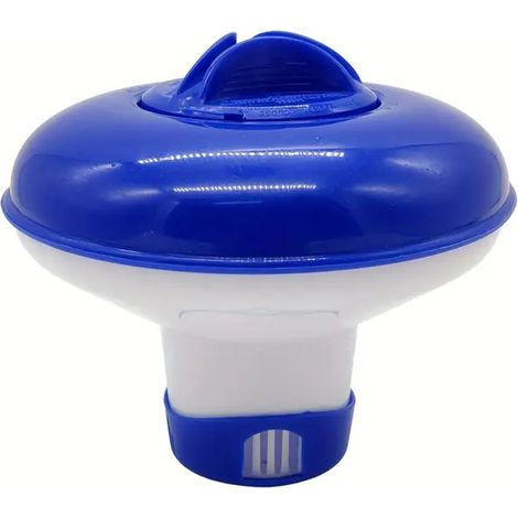 Distributeur de chlore pour piscine, outil d'entretien avec brosse aspirante, télescopique, flottant, bleu et blanc, 12,7 cm, 1 pièce (1/5)