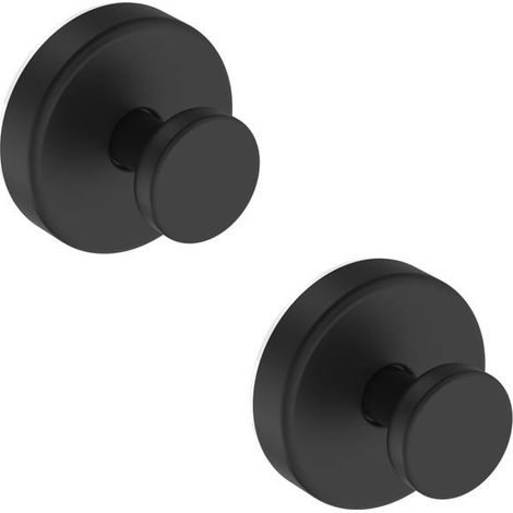 BelleRise - Crochets à ventouse pour parois de douche – Crochets amovibles pour serviettes et peignoirs – Lot de 2, noir (1/5)