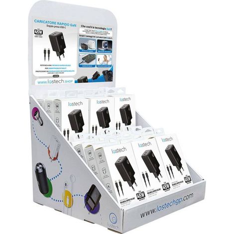 ESPOSITORE DA BANCO PER CARICATORI USB 12 pz (colore nero) - completo
