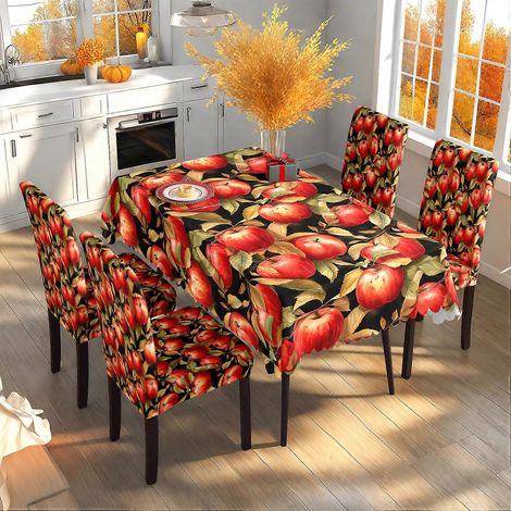Nappe et housses de chaises en tissu pour Thanksgiving, motif citrouille et feuille d'érable, collection automne, TC-333 (140 x 210 cm, imperméable) (1/4)