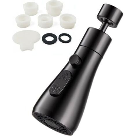 Brise Jet Robinet Cuisine 3 Modes Douchette pour Mitigeur Pressurisé et Anti-éClaboussures Rotation à 360 Degrés avec Adaptateur Convient aux Robinets de Cuisine et de Salle de Bain(Noir) (1/5)