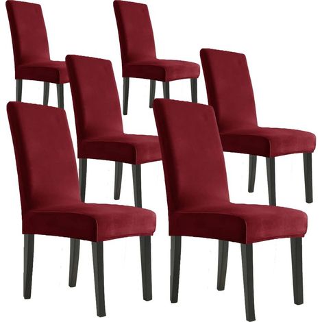 Housse de Chaise Extensible Lot de 6, Couverture Protecteur de Chaise Salle a Manger Universel Amovible Lavable Moderne Durable pour Maison Hotel Restaurant Fete Banquet Cuisine Decoration (1/5)