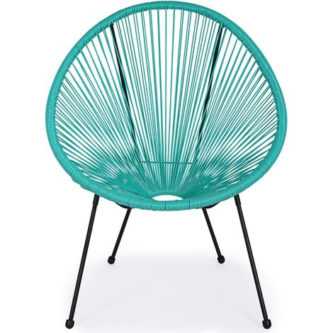 Moderne Lounge Set "Parker" mit Sesseln und Couchtisch aus synthetischem Seil für Garten und Veranda -Sessel / Hellblau (1/5)