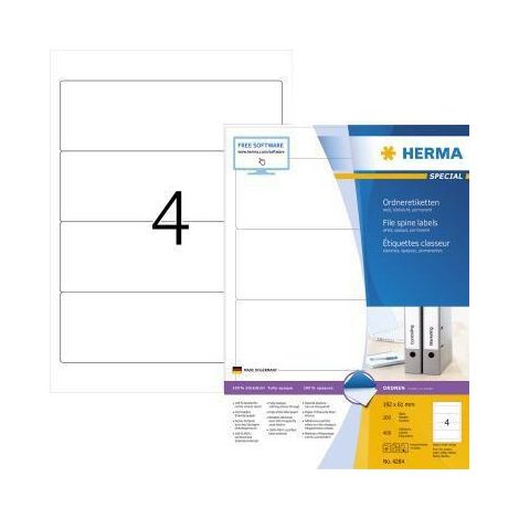 HERMA Etikett SuperPrint 4284 192x61mm breit weiß 400 St./Pack. (1/4)