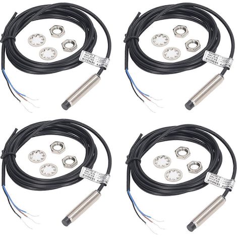 4er-Set Näherungsschalter, 8 mm Durchmesser, PNP, 3-adrig, normalerweise geschlossen (NC), induktive Näherungssensorik
