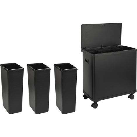 SVITA SR3X18 54L Sensor-Mülleimer 3 Fächer Mülltrennsystem Stahl Schwarz (1/5)