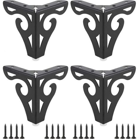 Lot de 4 Pièces Moderne Pied de Table, Pied Meuble Épingle, Pied de Table en Métal, Pieds de Meubles Triangulaires, 10 cm, Avec Vis, pour Table Basse, Table à Manger, Table de Chevet, Armoire et Canap