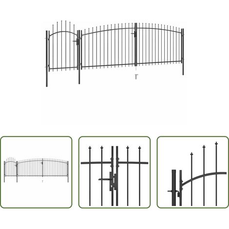 Portail de clôture - Portail de jardin Woerden avec pointe en forme de lance 5 x 1,5 m noir (1/5)