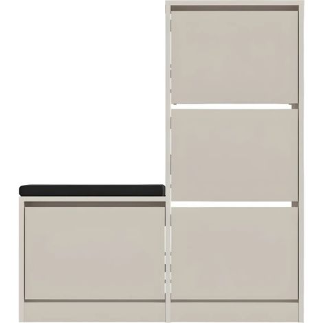 Scarpiera con panca Dude a 4 ante a ribalta colore Cashmere 105x26x118.5H (1/4)