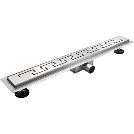 GREA Caniveau de douche motif grec L.50 cm en acier inoxydable, siphon anti-odeurs, drainage élevé (1/5)