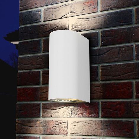 B.K.Licht Applique murale LED pour extérieur ou intérieur, blanche, spot mural GU10 (5W), 2 spots de 400lm chacun, éclairage moderne jardin, terrasse, garage ou pièces d'habitation, IP44