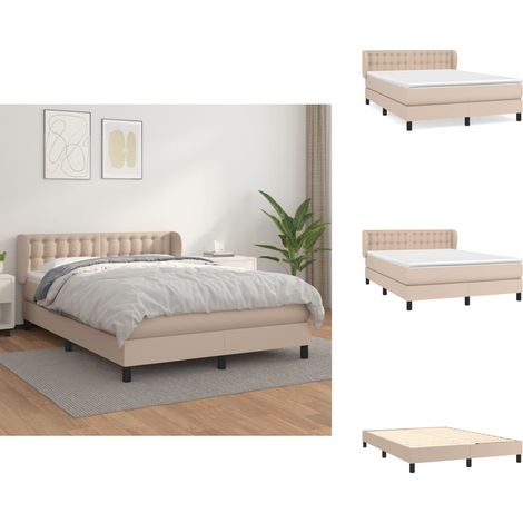 Sommier à lattes de lit avec matelas Cappuccino 140x200 cm - Lit Plateforme - Lit Double - Matelas À Ressorts Ensachés - Tête De Lit Ajustable - Literie (1/5)