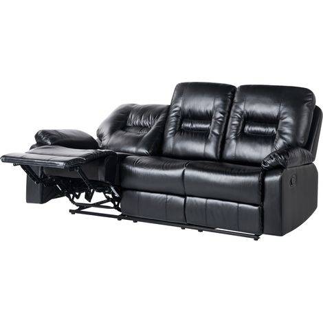Manual Recliner Sofa 3 Seater BERGEN Faux Leather Black
