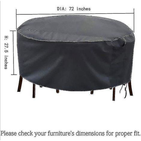 Housse de protection imperméable contre la poussière et les UV pour meubles d'extérieur ronds (tables et chaises) 183 x 70 cm (1/5)