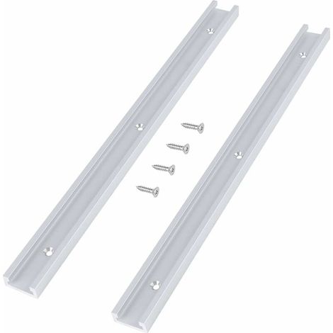 Lot de 2 rails en T, rail en T universel en alliage d'aluminium de 400 mm avec trous de montage pré-percés, avec vis autotaraudeuses (1/5)