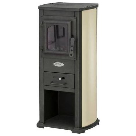 Poêle à bois 5-7 kW – Chargement frontal – Sortie des fumées arrière Diam. 118 mm – Pour pièces jusqu'à 120 m3 – Classe A