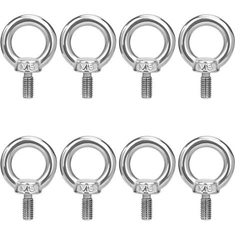Boulons à Oeil M5 Anneau de Levage Boulon à œil Anneaux Filetage Vis en Acier Inoxydable 304 pour Fixer des Suspendus Relier 8 Pièces (1/5)