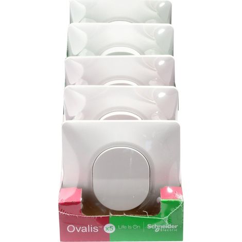 SCHNEIDER ELECTRIC Lot de 5 interrupteurs va-et-vient complet Ovalis, SCHNEIDER ELECTRIC, blanc (1/5)