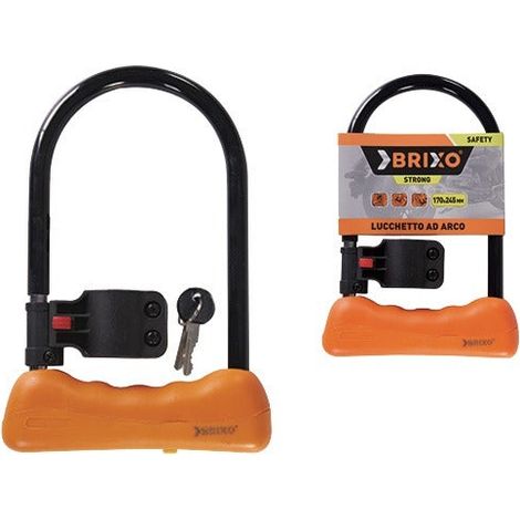 Lucchetto antifurto ad arco Ø13 mm in acciaio per moto scooter e bici BRIXO - 170x245 mm.