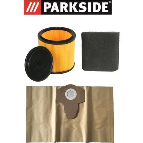 Filter Set Parkside Nassfilter, Trockenfilter und Staubsaugerbeutel 20 Liter
