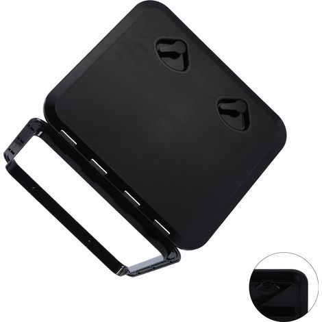 Trappe de pont avec serrure, couvercle d'inspection étanche anti-UV pour bateau marin, 20x18 pouces, noir, accessoire de fixation. (1/5)