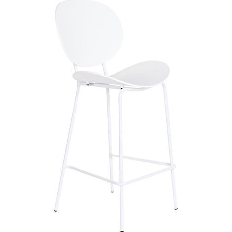 Chaise de bar minimaliste blanche en PP et métal - Blanc pur minimaliste (1/5)
