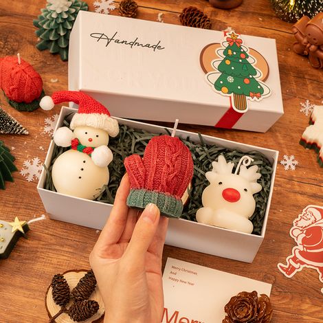 Bougies parfumées de Noël en forme de sapin et de renne, bougies artisanales décoratives, coffret cadeau festif, décoration de Noël pour maison, table et fête (1/3)